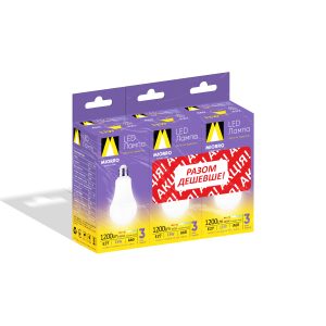 Набор лампочек LED A60 E27 15Вт 3 шт LED A60 E27 15Вт 3 шт