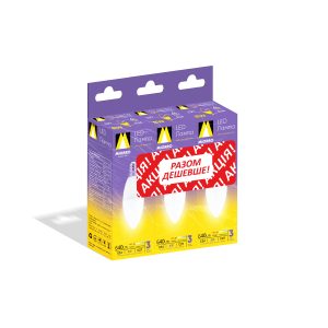 Набор лампочек LED C37 E14 8Вт 3 шт LED C37 E14 8Вт 3 шт